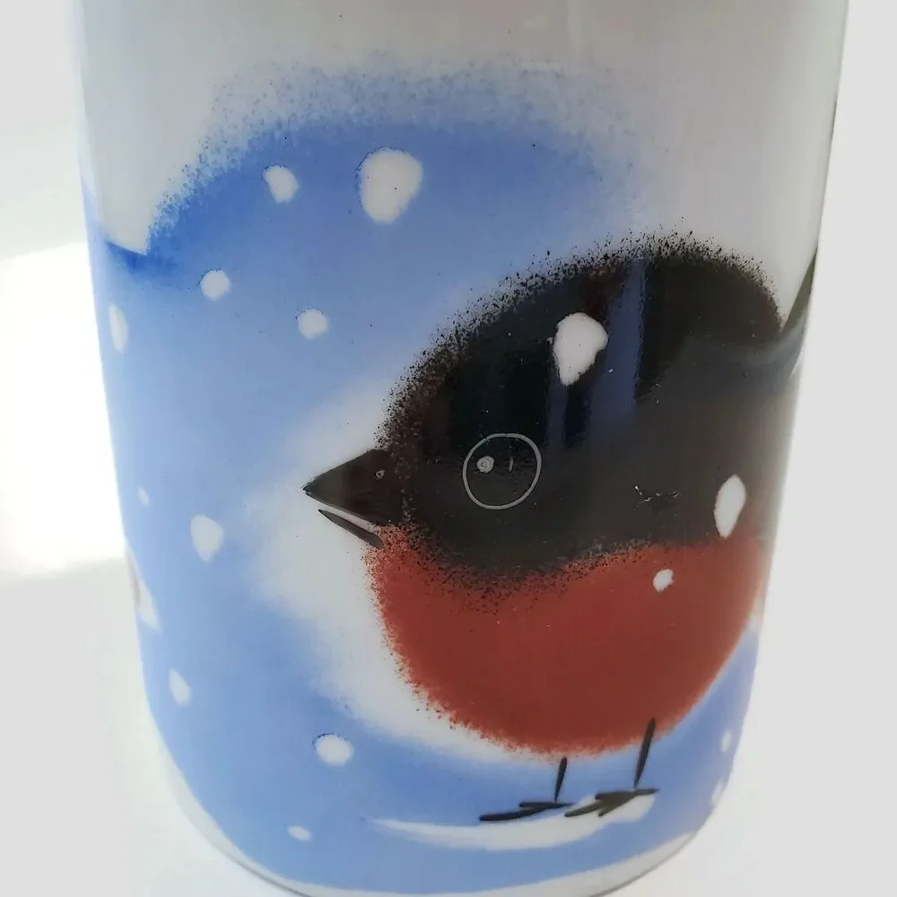 Adorable Small Bird Canister Jar With Wood Top